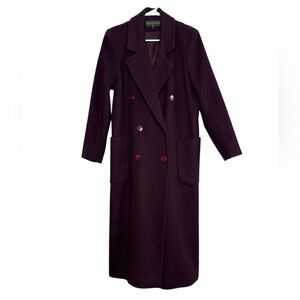 Kristen Blake Vtg Burgundy Wool Double Breasted Trench Coat Size 8